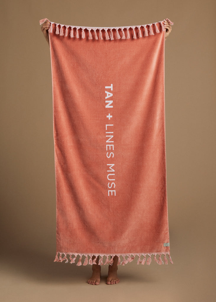 MUSE BEACH TOWEL - PINK - TAN + LINES by Sivan Ayla