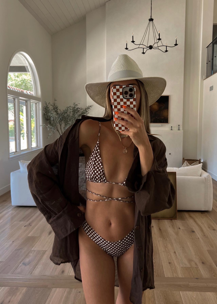 TULUM COVER UP - CHOCOLATE - TAN + LINES by Sivan Ayla